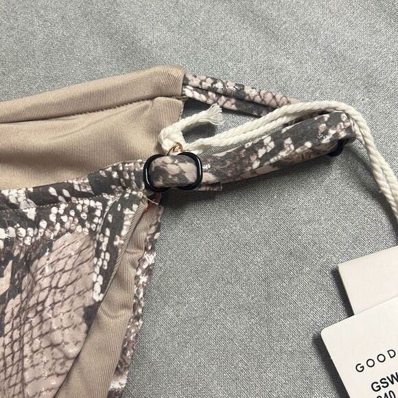 Good American 2 US Medium Swim Bikini Bottoms High Waist Snake Print Cheeky NWT - Picture 3 of 6